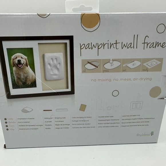 NIB!! Tiny Ideas Paw Print Wall Frame Kit, Dog or Cat Clay Pawprint Keepsake Kit - Picture 6 of 6